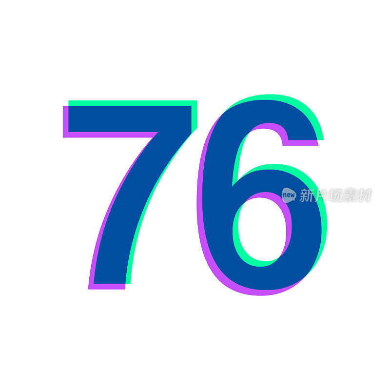 76 - 76号。图标与两种颜色叠加在白色背景上